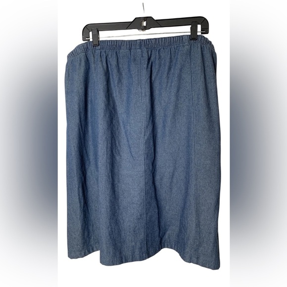 Vermont Country Store Denim Skirt 1X button front modest elastic waist - Picture 2 of 3